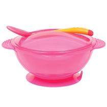 Kit Tigela Infantil Para Bebê Com Colher Termossensível 400ml e Tampa Bowl Buba