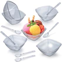 Kit Tigela Pote Sobremesa Crista c/ Talheres Acrílico 12 Peças - Sortidos Resistente Conjunto Jogo Multiuso - PANAMI Kit Tigela Pote Sobremesa Crista c/ Talheres Acrílico 12 Peças - Sortidos Resistente Conjunto Jogo Multiuso - PANAMI