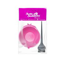 Kit Tigela Rosa Pincel Preto Tintura/Química/Coloração