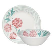 Kit Tigelas Bowl e Pratos de Sobremesa 20 Peças Donna Bloom Oxford Cerâmica