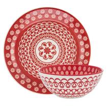 Kit Tigelas Bowl e Pratos de Sobremesa 20 Peças Floreal Renda Oxford Cerâmica