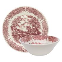 Kit Tigelas Bowl e Pratos de Sobremesa 24 Peças Donna Vilarejo Oxford Cerâmica