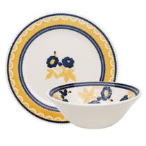 Kit Tigelas Bowl e Pratos de Sobremesa 4 Peças Donna Giardino Oxford Cerâmica