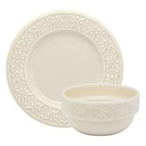 Kit Tigelas Bowl E Pratos De Sobremesa 4 Peças Mendi Marfim - Oxford