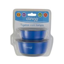 Kit tigelas com tampa Colors Azul 2 unid Clingo