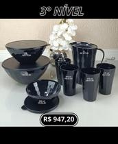 Kit tigelas + copos+ jarra prismas Onix com 8 peças Tupperware original