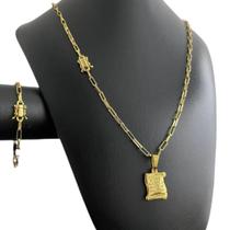 Kit Tijolinho 4Mm - Pingente 'O Senhor ' Banhado A Ouro 18K