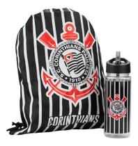 Kit Timão Corinthians Garrafa Bico 450ml + Mochila Saco