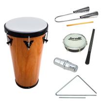 Kit Timba Agogô Tamborim Triângulo e Ganzá