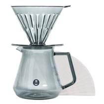 Kit Timemore Com Coador e Jarra Vidro 600ML Para Coar Café Fume Ou Cristal -
