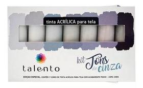 Kit Tinta Acrílica 20ml 7 Cores Tons Cinza Talento Kit Tinta Acrílica 20ml 7 Cores Tons Cinza Talento