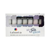 Kit Tinta Acrílica 20ml 7 Cores Tons Cinza Talento Kit Tinta Acrílica 20ml 7 Cores Tons Cinza Talento