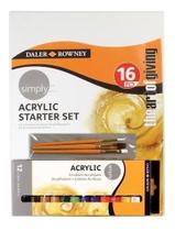 Kit Tinta Acrílica Daler Rowney Tinta+painel+pincel 16pçs Kit Tinta Acrílica Daler Rowney Tinta+painel+pincel 16pçs