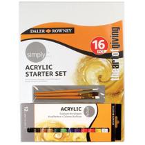Kit Tinta Acrílica Daler Rowney Tinta+painel+pincel 16pçs Kit Tinta Acrílica Daler Rowney Tinta+painel+pincel 16pçs