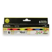 Kit Tinta Acrílica Neon Nature Colors 06 Cores 10ml Acrilex - 03906