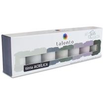 Kit Tinta Acrílica Tons Cinza c/ 7 Cores 37ml Talento