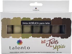 Kit Tinta Acrílica Tons de Sépia Estojo C/ 7 Cores de 20ml
