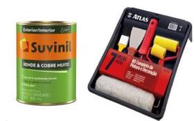 KIT TINTA ACRILICO FOSCO RENDE MUITO BRANCO 0,9L E ACESSÓRIOS DE PINTURA ATlLAS