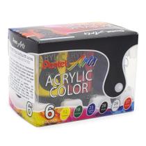 Kit Tinta Acrylic Color Pentel - 6 Cores Kit Tinta Acrylic Color Pentel - 6 Cores