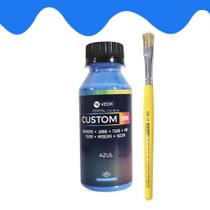 kit Tinta azul para couro tecido veox 100 ml+pincel