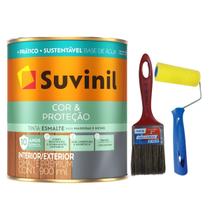 Kit Tinta Base Água 900ml Suvinil Cores + Pincel 2 Polegadas + Rolinho 9cm Kit Tinta Base Água 900ml Suvinil Cores + Pincel 2 Polegadas + Rolinho 9cm