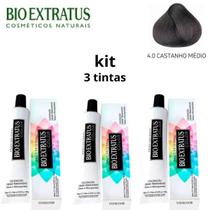 Kit tinta bio extratus 4.0 castanho médio- 3 unidades