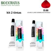 Kit tinta bio extratus 8.66 (louro claro vermelho intenso)-2 unidades