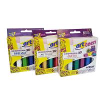 Kit Tinta Dimensional 3d- Metallic Glitter Brilliant Acrilex