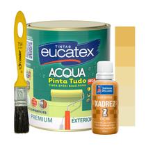 Kit Tinta Epoxi Base Água Azulejos Banheiro 900ml + Xadrez 50ml e Pincel Trincha 3/4" Cores