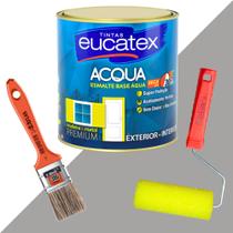 Kit Tinta Esmalte Base Água Brilhante 900ml + Rolo + Pincel