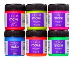 Kit Tinta Facial Maquiagem Artistica 6 Cores Neon + Pincel Kit Tinta Facial Maquiagem Artistica 6 Cores Neon + Pincel