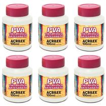 Kit Tinta Fosca Artesanato PVA Branco 6x 100ml Acrilex MDF
