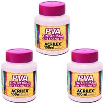Kit Tinta Fosca Artesanato PVA Rosa Bebê 3x 100ml Acrilex Kit Tinta Fosca Artesanato PVA Rosa Bebê 3x 100ml Acrilex