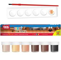 Kit Tinta Guache c/ 6 Tons Pele 15ml + Gode + Pincel Tris