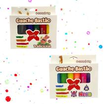 Kit Tinta Guache em Bastão Cores Tradicional e Neon Secagem Rápida Pronto para Uso - Make+ Papelaria Pintura Cores