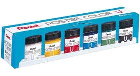 Kit Tinta Guache Profissional PENTEL 6 Cores 30ml - WPU26