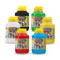 Kit Tinta Guache Tempera 6 Cores 250ml Acrilex Escolar Infantil Ideal para atividades de Pintura Artes Artesanato Kit Tinta Guache Tempera 6 Cores 250ml Acrilex Escolar Infantil Ideal para atividades de Pintura Artes Artesanato