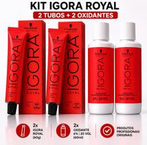 Kit Tinta Igora Royal 2un 6-1 + 2un Ox Água Oxigenada 60ml