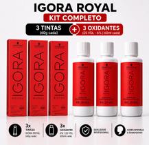 Kit Tinta Igora Royal 3un 5-0 + 3un Ox Água Oxigenada 20vol 60ml