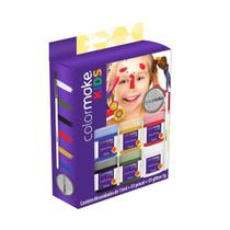 Kit Tinta Líquida Facial Kids Colormake 1002 Vegano 6 Cores + Glitter + Pincel Maquiagem Crianças Halloween Bruxas