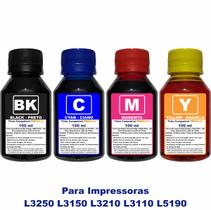 Kit Tinta Para Impressoras L3250 L3150 L3210 L3110 L5190 Refil 544 4x100ml