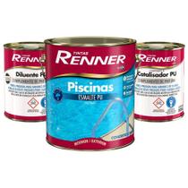 Kit Tinta Para Piscina Azul Brilhante Renner 4,5lt Impermeável