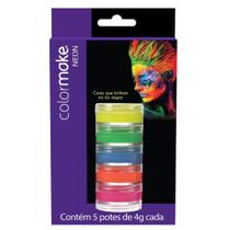 Kit Tinta para Rosto Cremosa Neon 4g com 5 Cores - Colormake