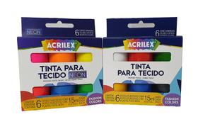 Kit Tinta Para Tecido Art Teen - Acrilex C/12 Potes De 15ml