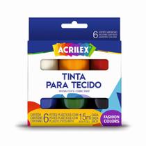 Kit Tinta Para Tecido C/6 15ml Cada Fashion Colors Acrilex