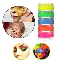 Kit Tinta Pintura Facial 6 Cores Artística Rosto Lavável Neo Kit Tinta Pintura Facial 6 Cores Artística Rosto Lavável Neo