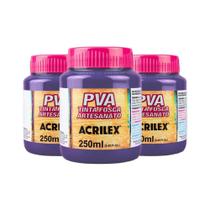 Kit Tinta Pva Fosca Artesanato 250Ml 3Und Violeta Acrilex