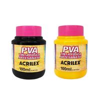 Kit Tinta PVA Fosca para Artesanato 100ml Preto e Amarelo Ouro - Acrilex