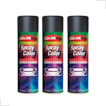 Kit Tinta Spray Automotivo Colorgin Preto Fosco C/3