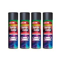 Kit Tinta Spray Automotivo Colorgin Preto Fosco C/4